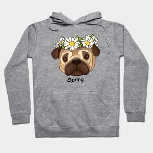 Cute pug with flower wreath on head Hoodie